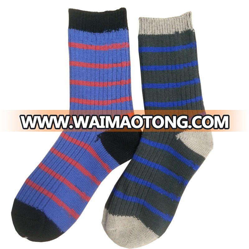 Double-Cylinder Needle Thick Warm Winter Men Stripes Socks, New Style Wholesale Warm Cotton